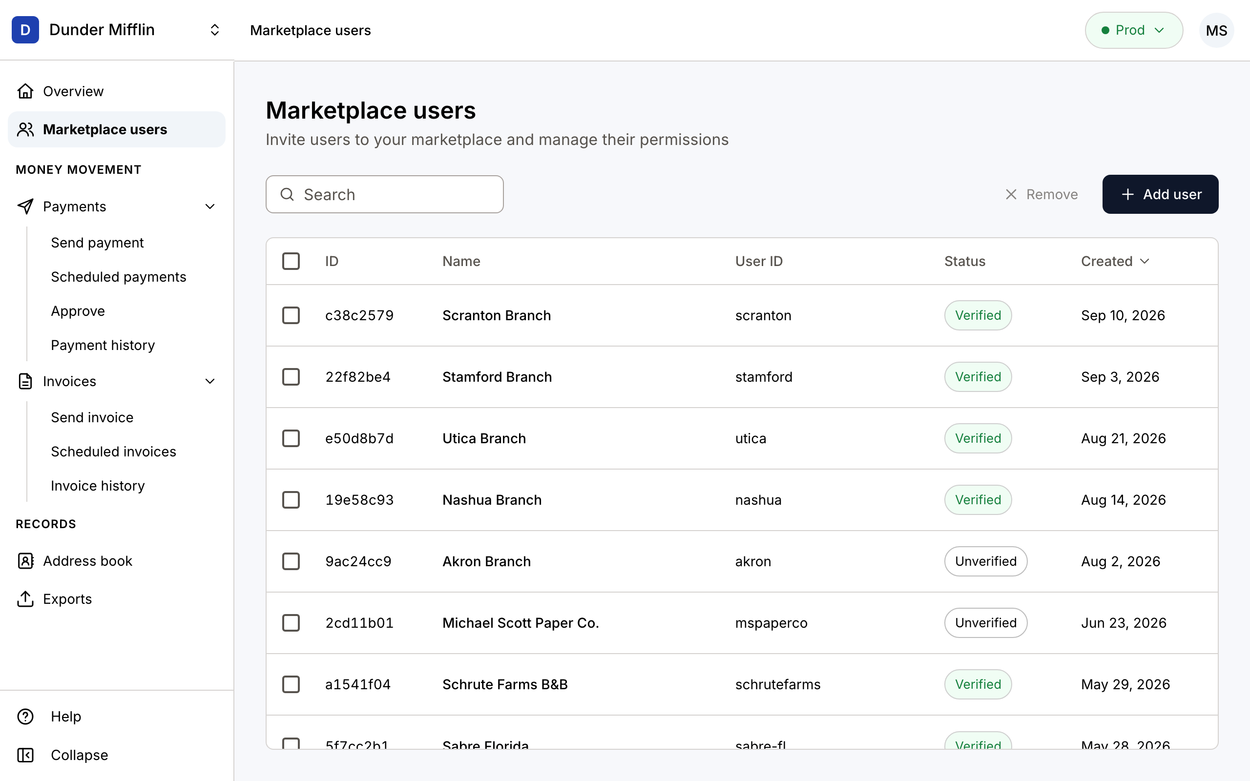 Marketplace users page — new