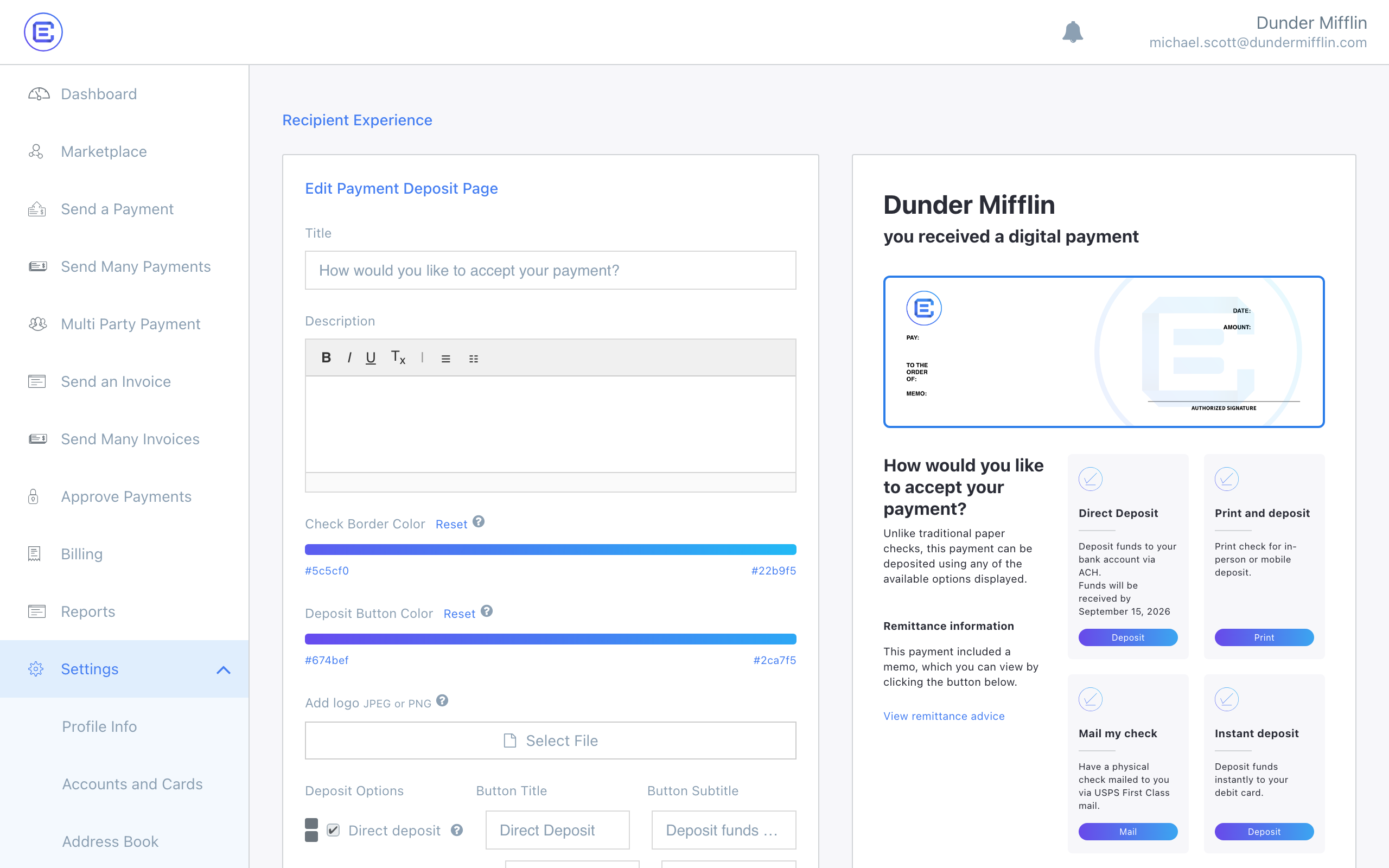 Recipient experience editor — old